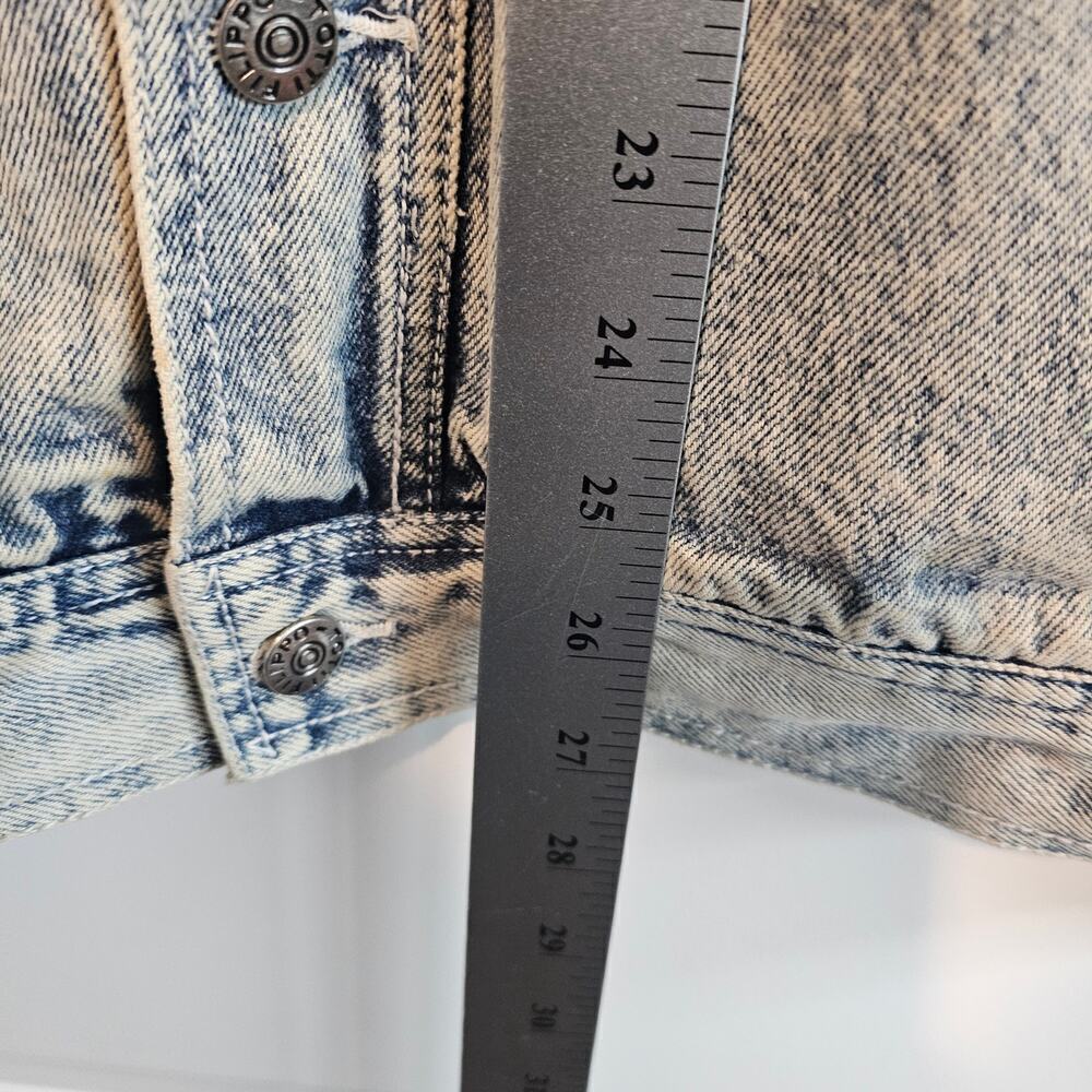 Vintage Denim Jacket Womens Large Blue Acid Wash Retro Glam Rock Oversized Punk - Picture 9 of 10